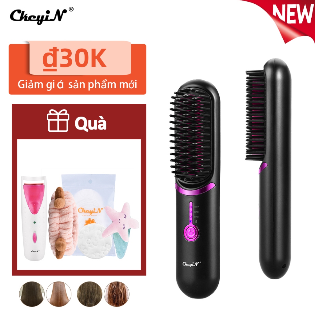 Lược chải tóc điện Ion âm CKeyiN Lược duỗi thẳng chất lượng cao Lược bảo vệ tóc với 50 triệu Ion âm,HM002