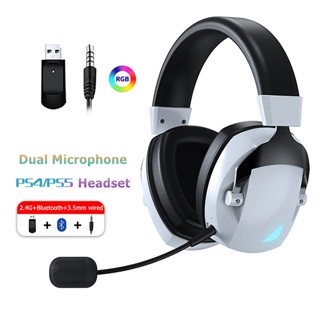  Tai nghe chơi game không dây có Mic 2.4G USB Dongle + Bluetooth + Tai nghe chơi game PC có dây 3,5 mm cho máy tính xách tay điện thoại PS4 PS5 