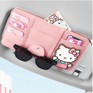Kitty ô tô tấm che nắng người tổ chức nhiều túi hộp bảo quản thẻ kinh doanh kính mát kẹp phụ kiện xe hơi