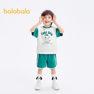 Quần áo trẻ em tay ngắn Balabala 2024 Quần áo thể thao Cotton mới mùa hè
