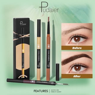 Pudaier 3 Trong 1 Bút Chì Lông Mày Chống Thấm Nước Lâu Dài Mịn Mượt Mắt Trang Điểm Mỹ Phẩm