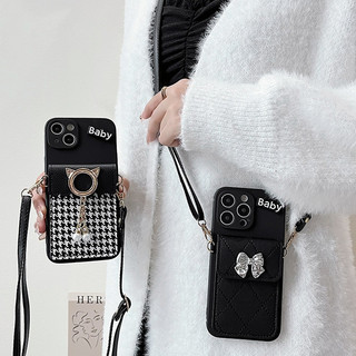 Phim Hoạt Hình Mèo Thẻ Kim Cương Nơ Ví Đựng Điện Thoại Đeo Ngang Tương Thích Cho iphone 15 14 X XR XS 11 13 Pro Max 12 Pro 7 8 Plus Bao