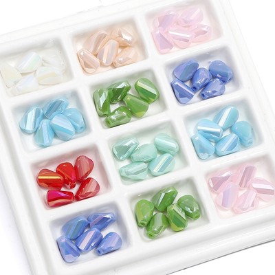 6 * 9mm Màu Thủy Tinh Pha Lê Charm Hạt Xoắn Dài Miếng Đệm Hạt Cho DIY Trang Sức Vòng Cổ Vòng Tay Làm Đồ Dùng 10 Chiếc.