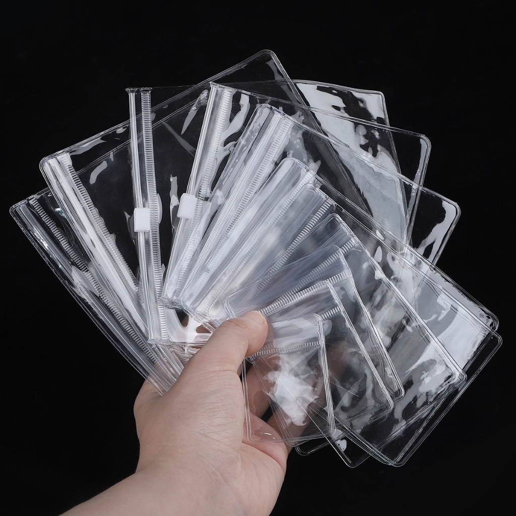 10 / 50 Chiếc PVC Tự Niêm Phong Nhựa Trang Sức Khóa Zip Túi Có Thể Đóng Lại Dày Trong Suốt Ziplock Bao Bì Túi Bảo Quản