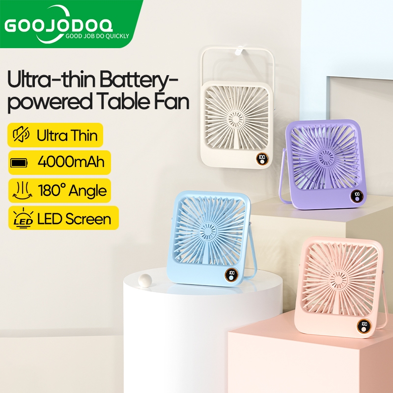 Goojodoq Quạt Mini Mới Quạt Di Động Mỏng 2000 mAH Đa Năng Sạc USB 5 Cấp Độ Quạt Để Bàn Điều Chỉnh Gió Với Màn Hình Kỹ Thuật Số