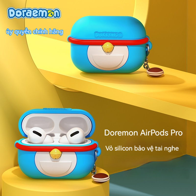 Vỏ bảo vệ tai nghe Doremon Thích hợp cho Airpods 3 / Pro / Airpods 3 Túi kho báu Vỏ tai nghe silicon