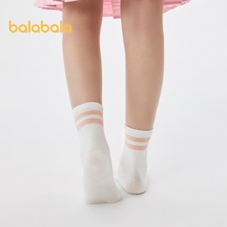 Balabala Tất Trẻ Em Bé Trai Bé Gái Tất Cotton Tập Đi Trẻ Em Thanh Niên Học Sinh Giữa Bắp Chân Tất Cơ Bản Đa Năng 5 Gói