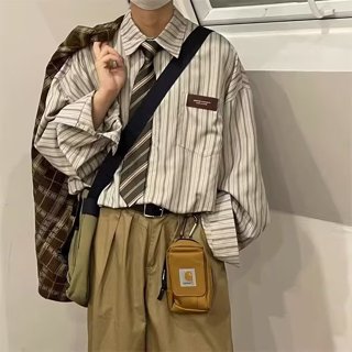 Áo Sơ Mi Nam Dáng Rộng Sọc Ca Rô Thời Trang retro Hàn Quốc Cho Nam Nữ Áo Sơ Mi Nam Tay Dài Kẻ Sọc Caro SơMi