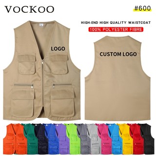 Áo khoác không tay Áo Vest giản dị Retro Nhiều túi Chụp ảnh Nhóm hoạt động Áo bảo hộ lao động Thẻ tùy chỉnh