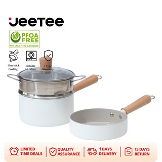 JEETEE Bộ nồi chảo chống dính đáy từ size 16cm kèm xửng hấp chuyên dụng cho bé ăn dặm