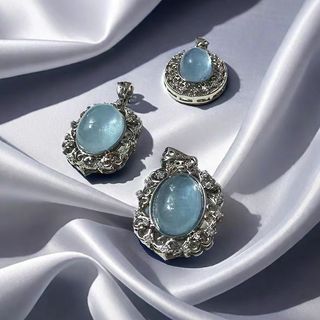Mặt dây chuyền Aquamarine Bạc 925 Trang sức thời trang dành cho nữ