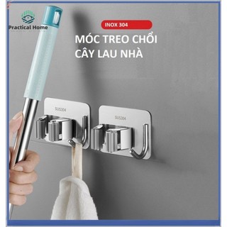 Móc treo nhà tắm chất liệu INOX 304 Kẹp chổi cây lau nhà dán tường siêu chắc và chịu lực chất liệu cao cấp