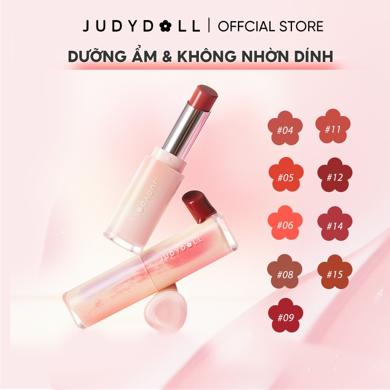 JUDYDOLL Son dưỡng có màu Watery Glow Lipstick Dưỡng ẩm Mềm môi Tôn da 3g