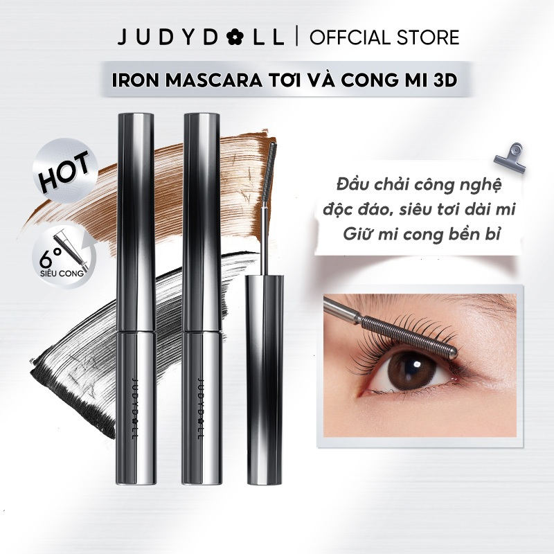 JUDYDOLL Iron Mascara Giữ cong dài mi Chống nước Chống lem Lâu trôi 2g