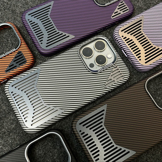 【Aluminum alloy cooling/Kevlar texture/Pc hard case/Gray】ốp lưng compatible for iPhone 12 13 14 15 pro max case