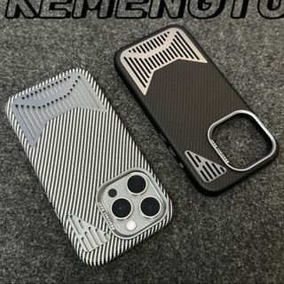 【Aluminum alloy cooling/Kevlar texture/Pc hard case/Gray】ốp lưng compatible for iPhone 12 13 14 15 pro max case