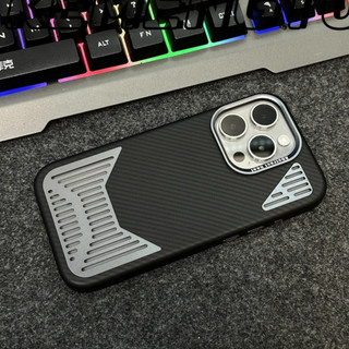 【Aluminum alloy cooling/Kevlar texture/Pc hard case/Gray】ốp lưng compatible for iPhone 12 13 14 15 pro max case