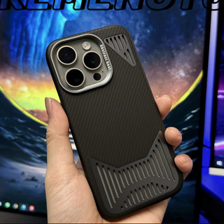 【Aluminum alloy cooling/Kevlar texture/Pc hard case/Gray】ốp lưng compatible for iPhone 12 13 14 15 pro max case