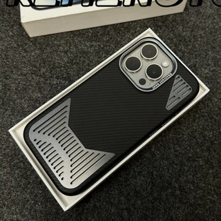 【Aluminum alloy cooling/Kevlar texture/Pc hard case/Gray】ốp lưng compatible for iPhone 12 13 14 15 pro max case