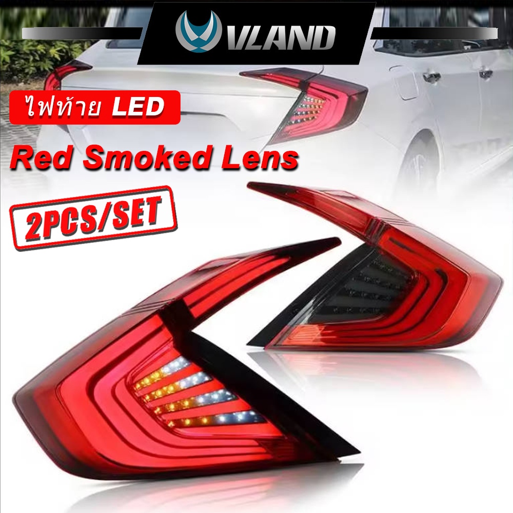 Đèn hậu LED Vland Honda Civic FC thế hệ thứ 10 2016-2021 Đèn hậu DRL Năng động + Đèn phanh đèn hậu