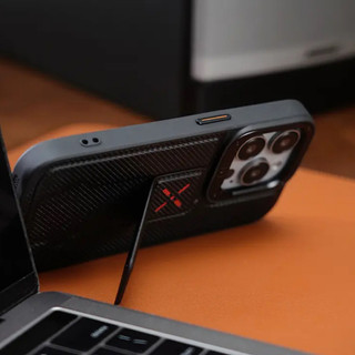 【Bracket/Leather hard case/Black】ốp lưng compatible for iPhone 12 13 14 15 pro max case