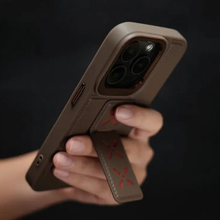 【Bracket/Leather hard case/Black】ốp lưng compatible for iPhone 12 13 14 15 pro max case