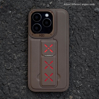 【Bracket/Leather hard case/Black】ốp lưng compatible for iPhone 12 13 14 15 pro max case