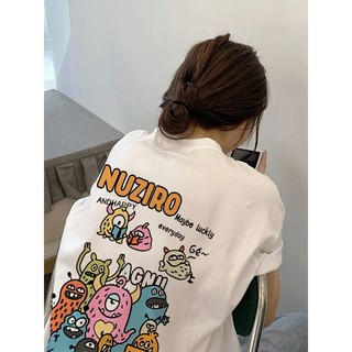 NUZIRO Áo thun cotton nguyên chất đeo vai cổ điển kiểu Mỹ mùa hè dành cho nữ cỡ lớn tay ngắn