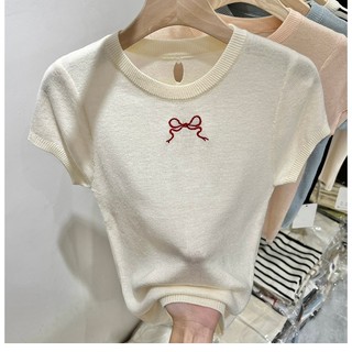 NUZIRO Áo ngắn đeo vai đa năng Tencel Hàn Quốc dệt kim màu trơn ngọt ngào