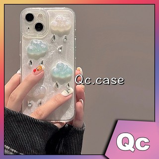 「 Qc 」 Ốp điện thoại mềm tpu hình đám mây pha lê ba chiều phong cách Hàn Quốc cho iphone 15 ốp lưng iphone 14 ốp lưng iphone 13 ốp lưng iphone 12 ốp lưng iphone 11