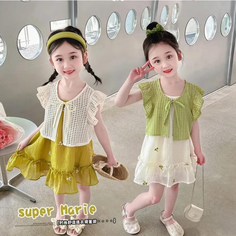 Đầm Công Chúa Phong Cách Mới 2023 Cardigan Hai Dây Hợp Thời Trang Cho Bé Gái 2023❤6.21