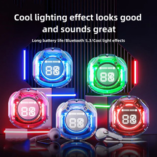 GUIXIA Tai nghe trong suốt Bluetooth Air39 không dây, hỗ trợ điều khiển cuộc gọi và cảm ứng, với màn hình hiển thị pin kỹ thuật số