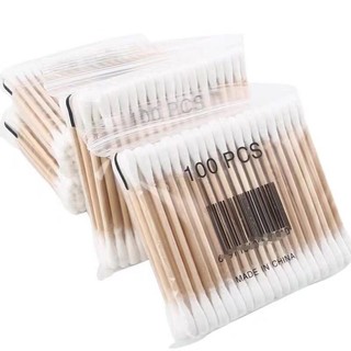 Bịch 100 tăm bông với thân gỗ bảo vệ môi trường tiện dụng