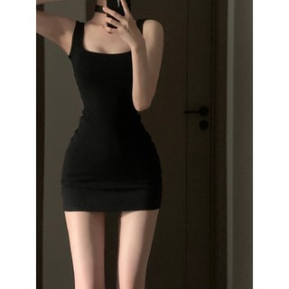 Váy ôm sát eo hẹp Váy ôm sát Hông Váy Pure Desire Hot Girl Cổ vuông