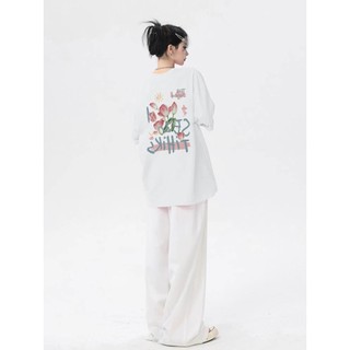 local brand ZEVILL áo phông nữ mới nhất hè 2024 áo phông bigsize in hoạt hình áo phông nữ màu trắng ，Mã kiểu dáng A0902