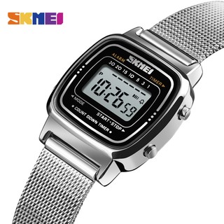 Đồng hồ thời trang nữ SKMEI Màn hình kỹ thuật số chống nước 30m Đồng hồ điện tử dây thép không gỉ 1901