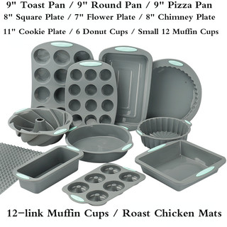 Silicone Hai Màu Tai Đôi 12 Cốc Chảo Bánh Muffin Cốc Ăn Nhẹ Bánh Mì Khuôn Silicon Tròn Nướng Khuôn