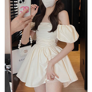MTMM đầm cúp ngực tay phồng đầm dáng xoè đầm body cổ vuông đen và trắng hàn quốc