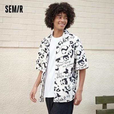 Semir [Phong cách tương tự trong trung tâm mua sắm] Áo sơ mi ngắn tay Morima nam mùa hè 2024 Phong cách mới Loose Niche In hàng đầu Cảm giác thiết kế hợp thời trang