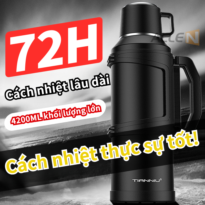 【ALLEN】Bình giữ nhiệt dung tích lớn, Bình giữ nhiệt du lịch bằng thép không gỉ 304, Bình giữ nhiệt ô