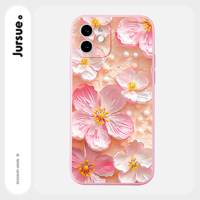 Ốp lưng JURSUE mềm chống bẩn màu hoa dễ thương đẹp độc lạ cho iPhone 15 14 13 12 11 Pro Max SE 2020 X XR XS 8 7 ip 6S 6 Plus kute Y5078Q