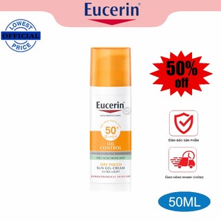Kem chống nắng Eucerin Oil Control SPF50+ 50ml kiểm soát dầu & chống mụn cho da nhờn và dễ bị mụn
