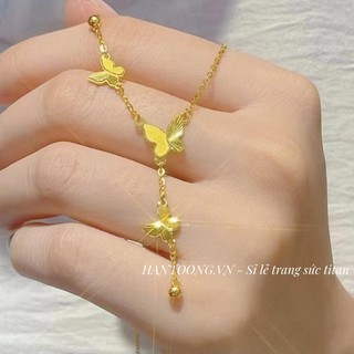  Dây chuyền titan nữ không gỉ mạ vàng 18k thiết kế mặt hình bướm phong cách nhẹ nhàng thanh lịch 
