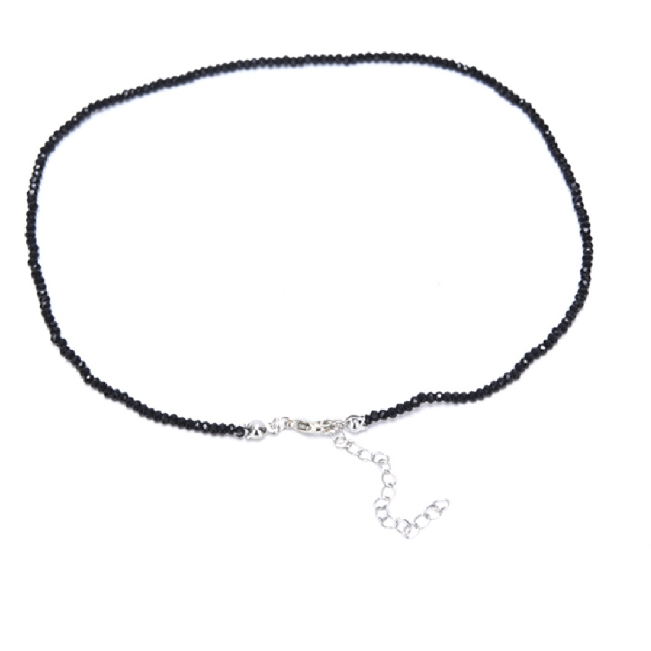 Y2E2noa Vòng cổ choker phối đá pha lê đen cho nữ