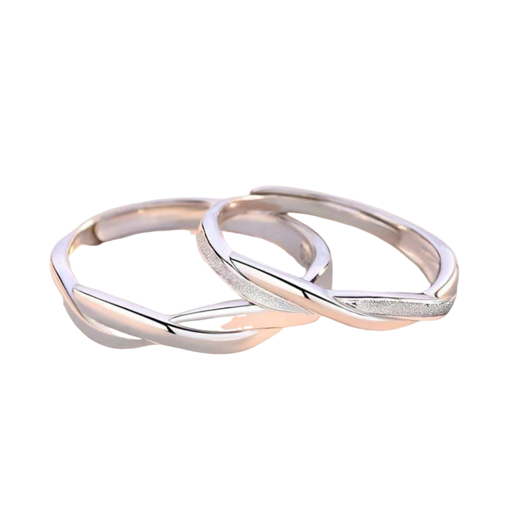 Y2E2noa set Nhẫn Cặp Đôi Màu Bạc Đơn Giản Có Thể Điều Chỉnh Kỷ Niệm Thời Trang Cho Nam Và Nữ