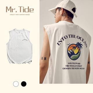 Áo thun sát nách dáng rộng thời trang đi biển phong cách Hàn Quốc cho nam