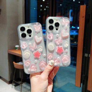 Ốp Lưng 3D Ngọt Ngào Cho iPhone 15Pro Max 15 14 Promax 13 Pro Max 12 Promax 11 Vỏ Điện Thoại Trong Suốt Mềm Cho Nữ Bé Gái