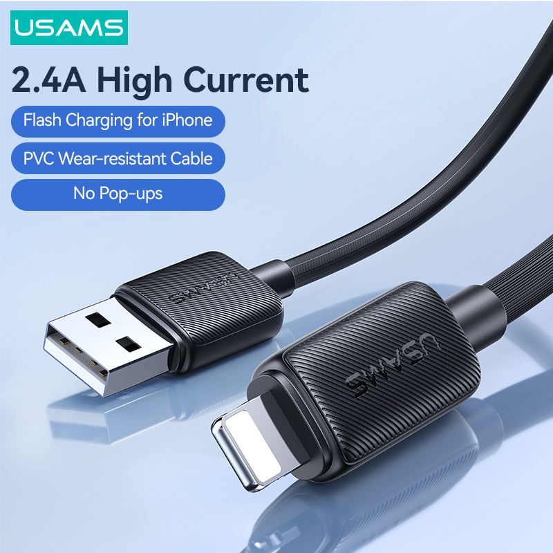 Usams Cáp USB Cho iPhone 14 Mini 2.4A Cáp Sạc Nhanh Cáp Dữ Liệu Cho iPhone 13 Max 11 XR 8