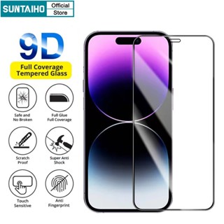 Suntaiho Chất lượng cao iphone 9D Full Cover Kính cường lực Bảo Vệ Toàn Màn Hình Tự Dán Cho Iphone 11 12 13 14 15 Pro Max IP 7 8 14 Plus Iphon X Xs Xr XsMax Bảo vệ màn hình chống cháy nổ