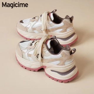 Magicime Giày thể thao  nữ phù hợp màu hồng 2024 Giày bố sinh viên phong cách mới